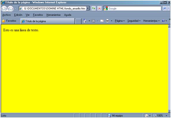 Página Web con fondo amarillo