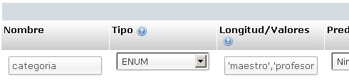 Data type enum base table