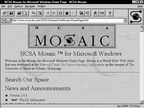 First Mosaic Web browser