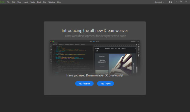 Iniciar por primera vez Dreamweaver