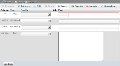 Formulario para agregar datos al registro