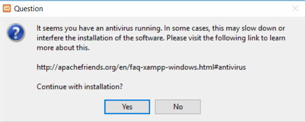 Notifiación del antivirus previa instalación